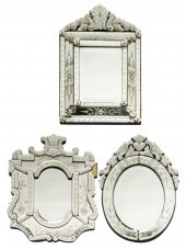 THREE VENETIAN ETCHED GLASS WA