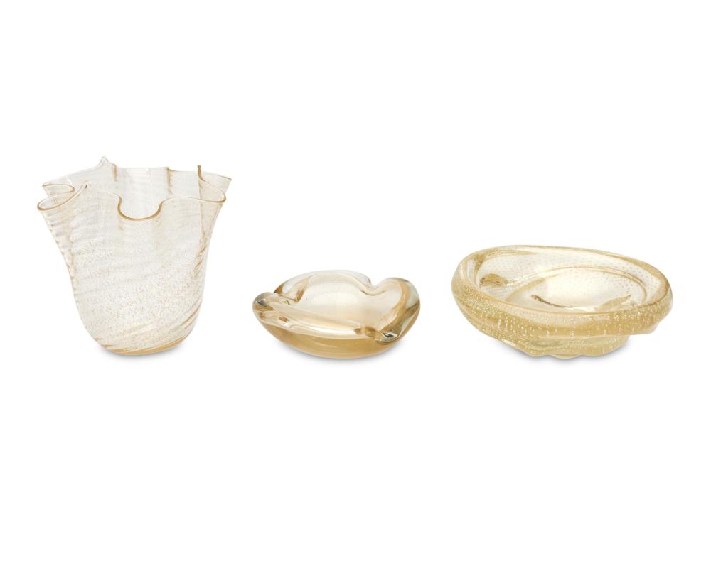 THREE VENETIAN MURANO GLASS