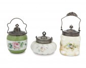 THREE VICTORIAN ART GLASS BISC