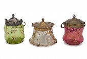 THREE VICTORIAN ART GLASS BISC