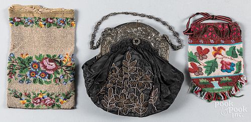 THREE VICTORIAN BEADWORK