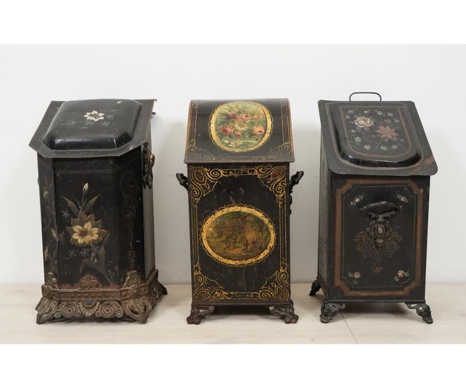 Three Victorian black metal coal