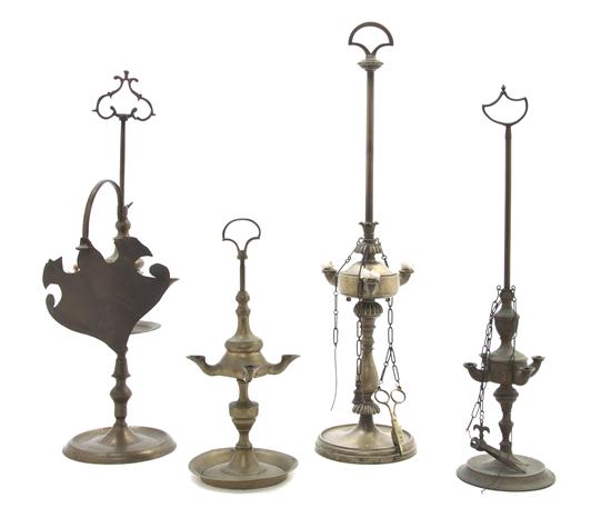 Three Victorian Brass Whale Oil