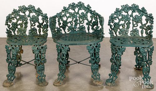 THREE VICTORIAN CAST IRON GARDEN