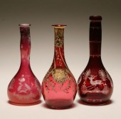 Three Victorian cranberry and