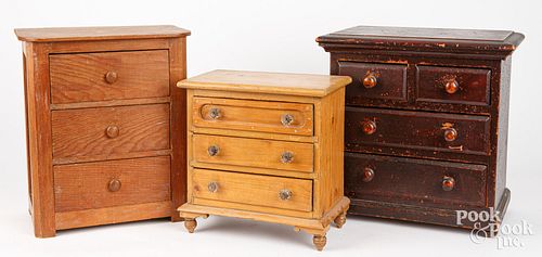 THREE VICTORIAN DOLL-SIZED CHESTS