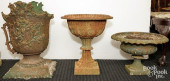 THREE VICTORIAN GARDEN URNS<br