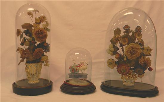 Three Victorian glass domes with