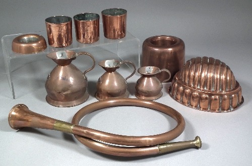 Three Victorian graduated copper