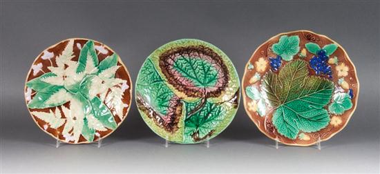 Three Victorian majolica luncheon