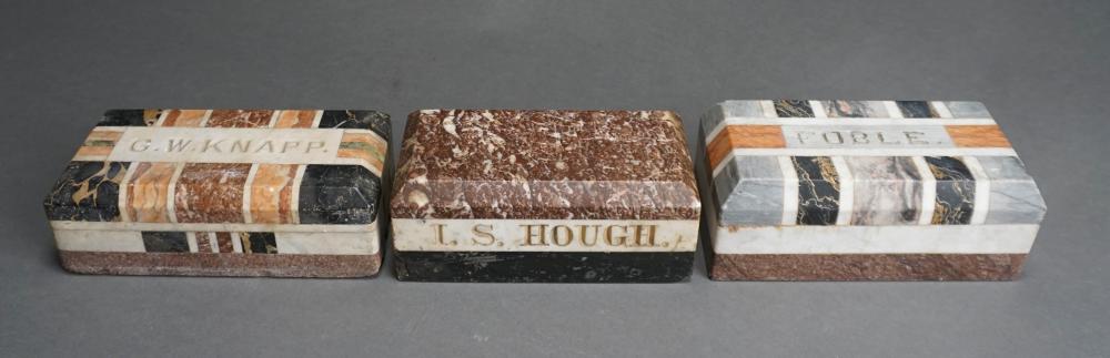 THREE VICTORIAN MIXED MARBLE