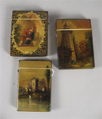 Three Victorian papier mache card