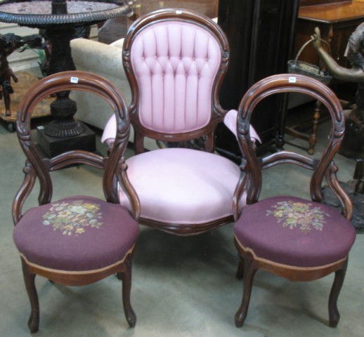 THREE VICTORIAN PARLOR CHAIRS