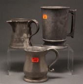 Three Victorian pewter tankard