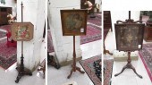 THREE VICTORIAN POLE SCREENS,