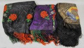 THREE VICTORIAN SILK SHAWLScom
