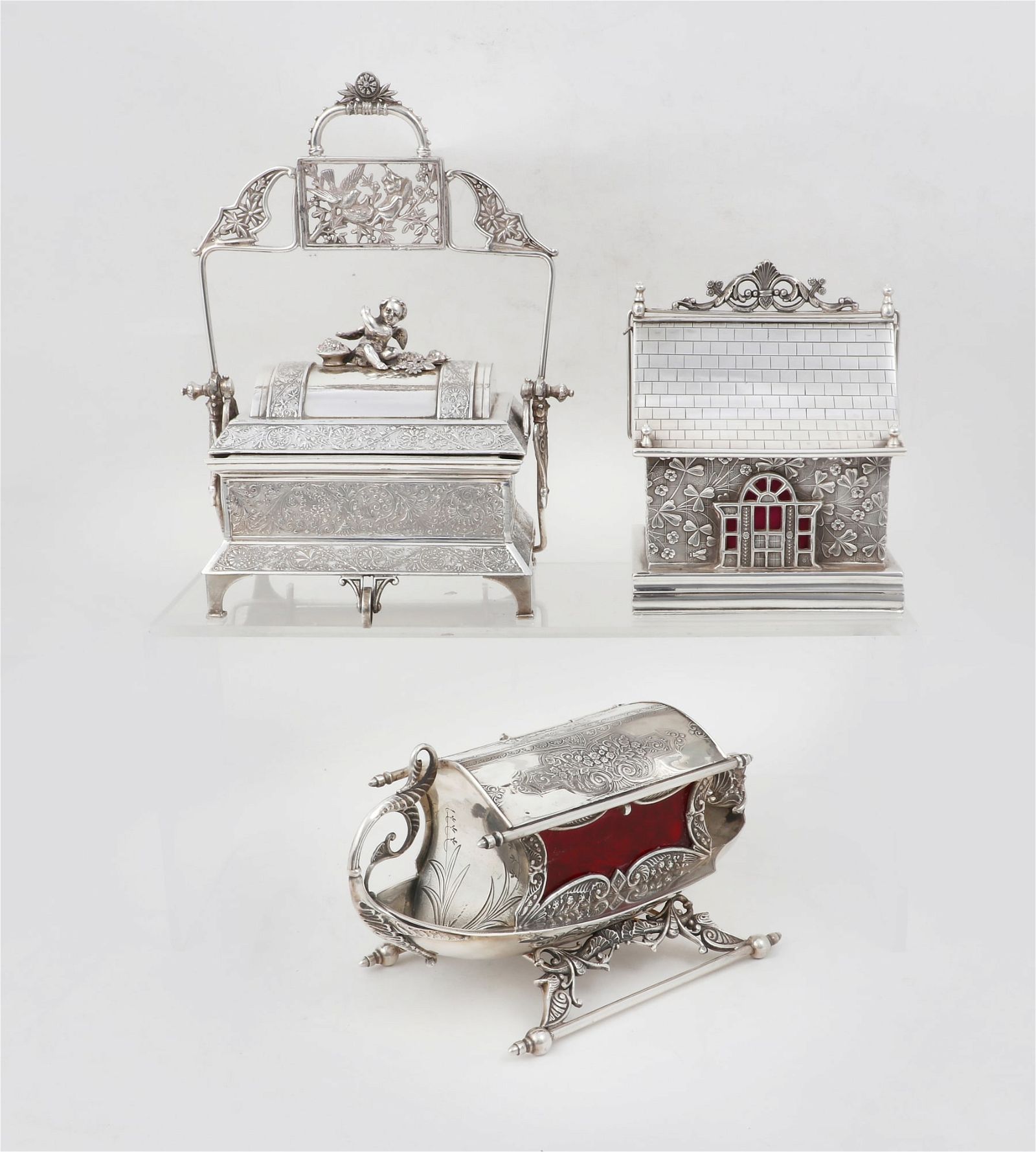THREE VICTORIAN SILVERPLATE TABLE