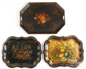THREE VICTORIAN TOLE PAINTED T