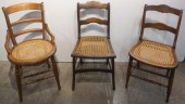 THREE VICTORIAN WALNUT CANED S