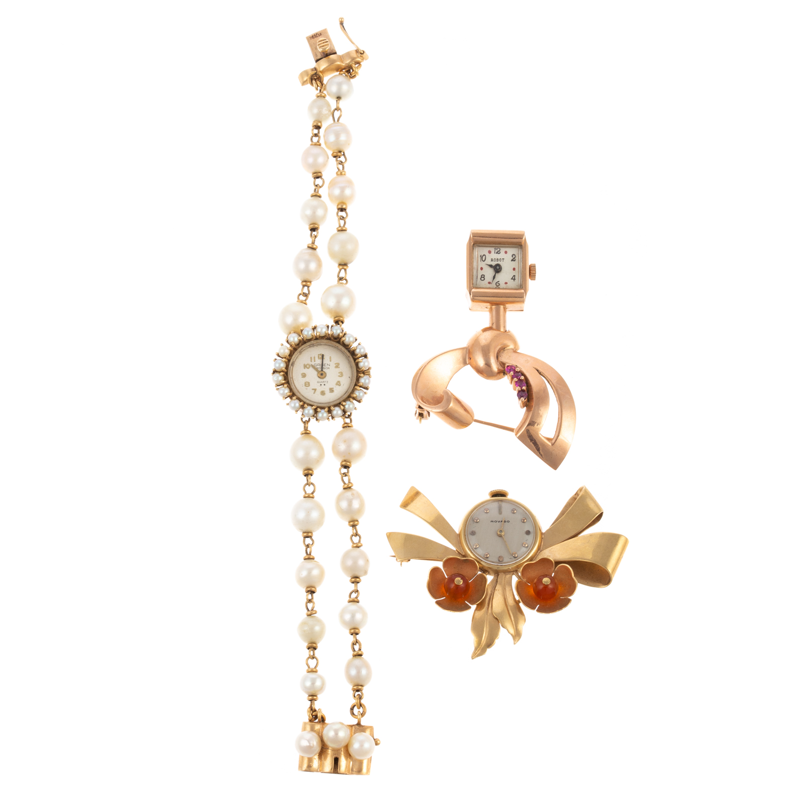 THREE VINTAGE 14K GOLD WATCHES 1)