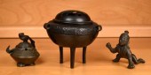 Three vintage Asian bronze pie