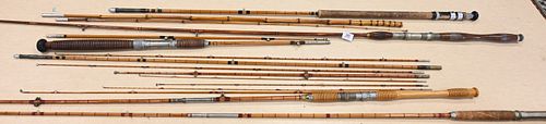 THREE VINTAGE BAMBOO RODSThree