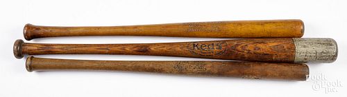 THREE VINTAGE BASEBALL BATSThree