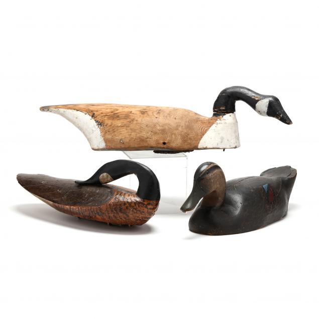 THREE VINTAGE BIRD DECOYS  Mid 20th