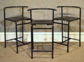Three vintage black leather an