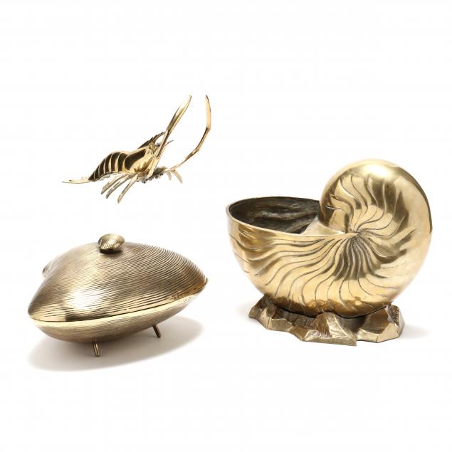 THREE VINTAGE BRASS NAUTICAL
