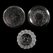 THREE VINTAGE CLEAR GLASS HOLI
