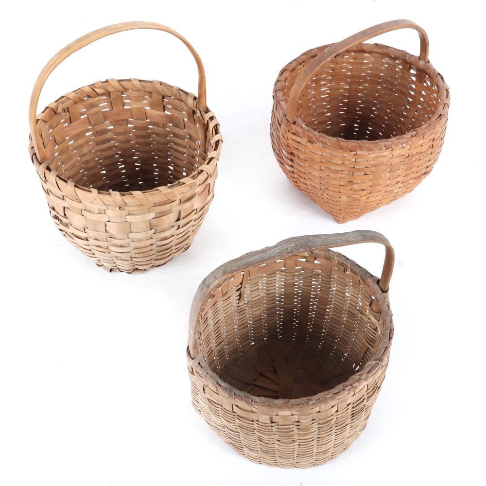 THREE VINTAGE DEEP SPLINT WOVEN