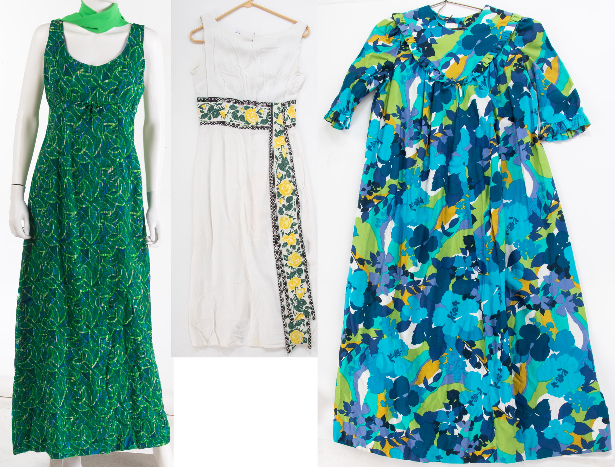 THREE VINTAGE DRESSES .