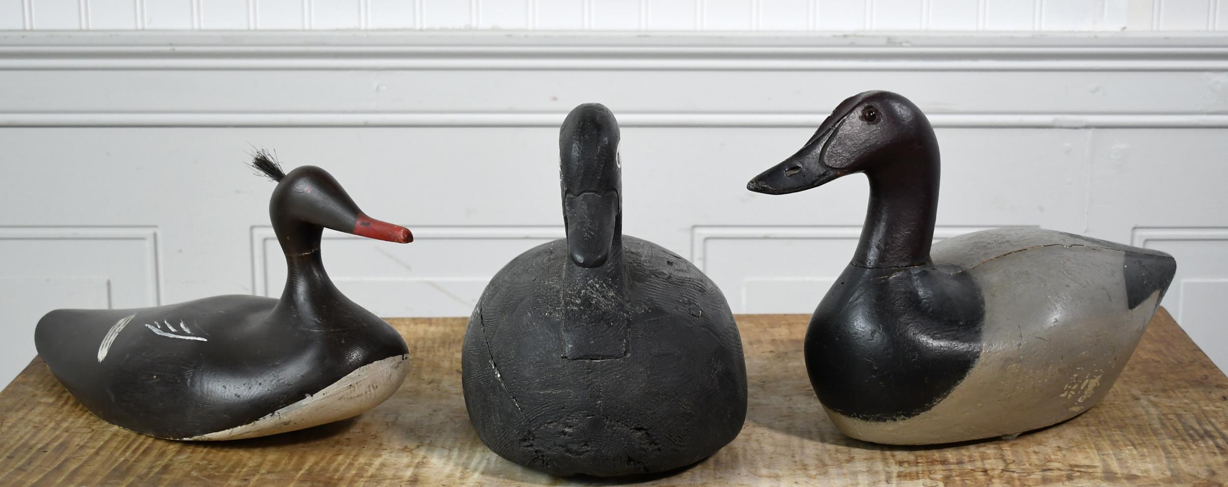 THREE VINTAGE DUCK DECOYS. An early