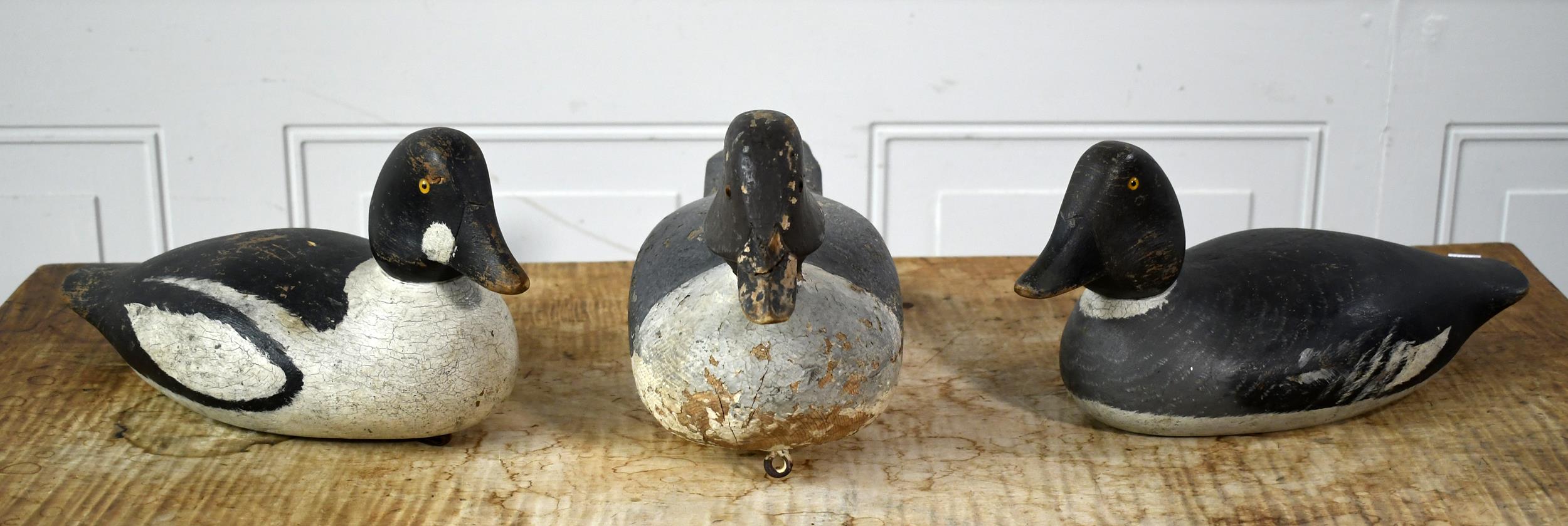 THREE VINTAGE DUCK DECOYS. Early
