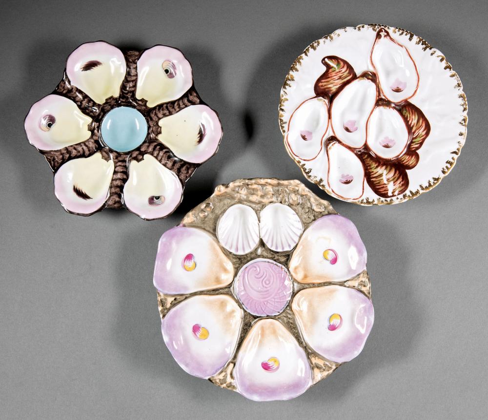 THREE VINTAGE FAIENCE OYSTER