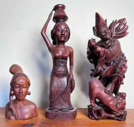 Three vintage figural carved wood