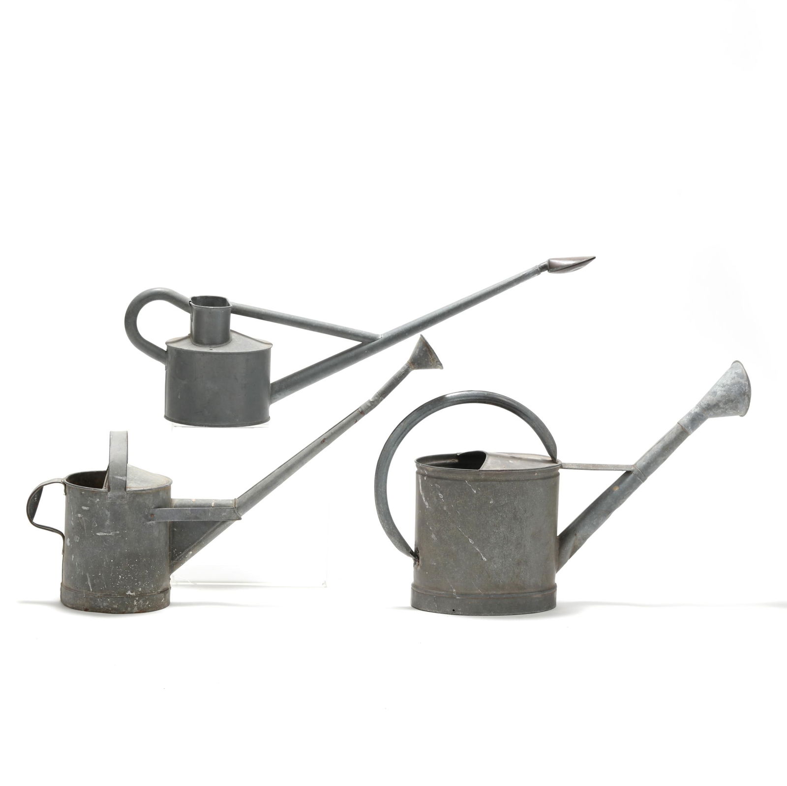 THREE VINTAGE GALVANIZED METAL