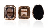 THREE VINTAGE GEMSTONE 14K YEL