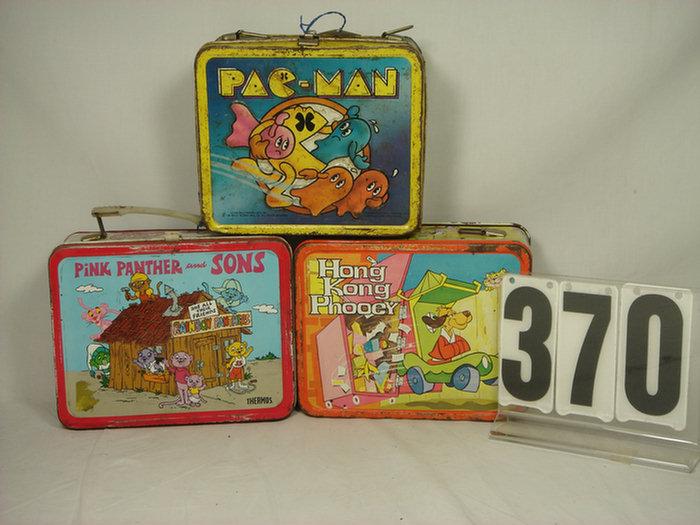 Three vintage lunch boxes, Pink