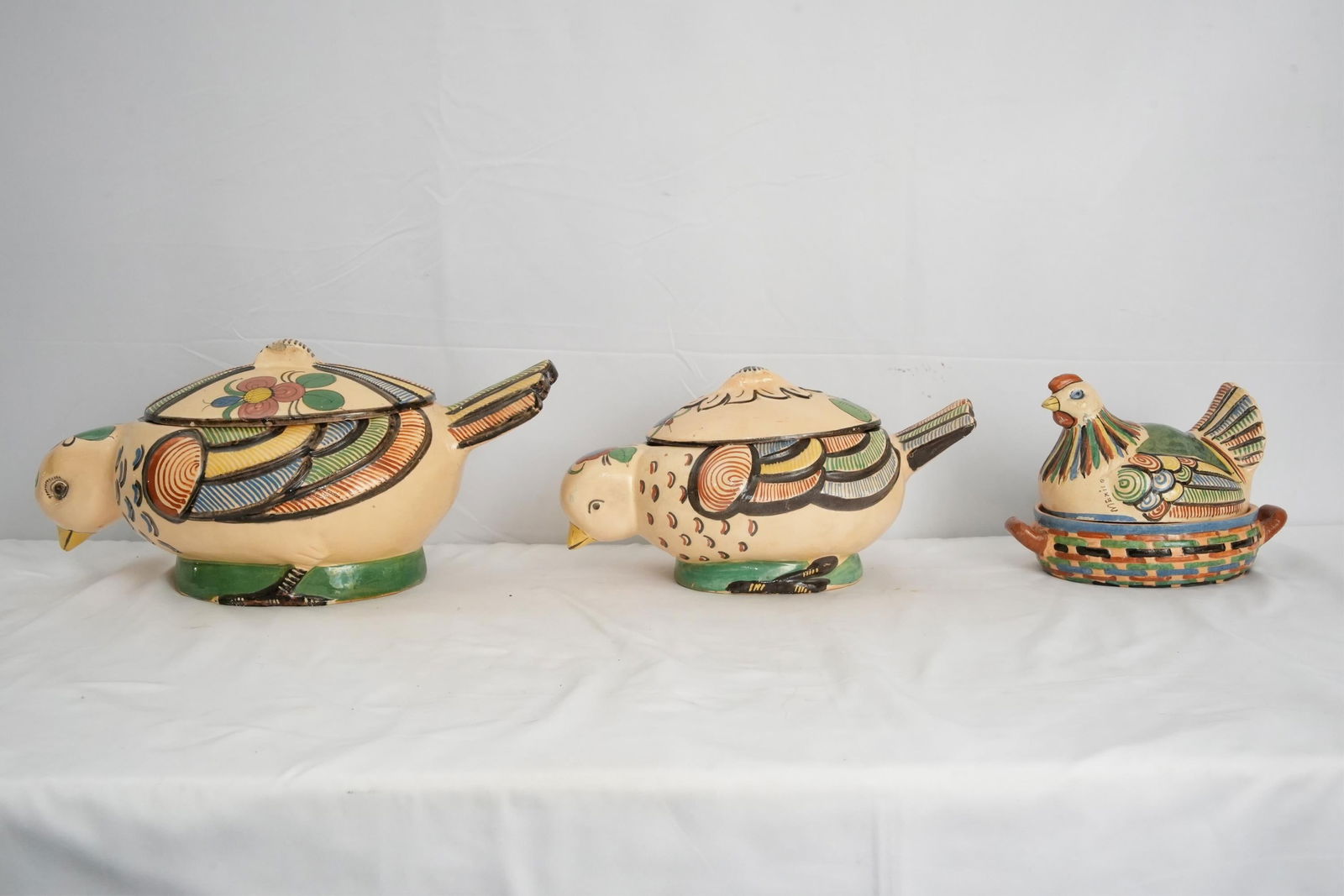 THREE VINTAGE MEXICAN HANDPAINTED