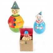 THREE VINTAGE MUSICAL CLOWN TO
