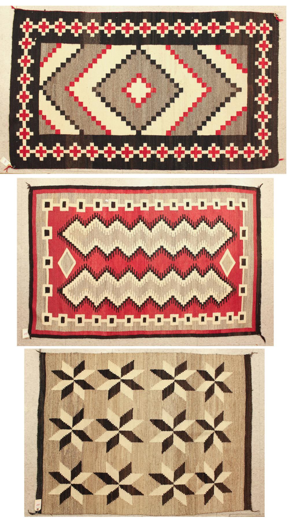 THREE VINTAGE NAVAJO WEAVINGS: 3'5"