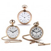 THREE VINTAGE OPEN FACE POCKET