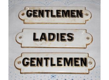 Three vintage porcelain signs,