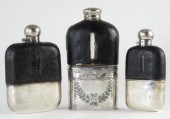 Three Vintage Silver and Leath