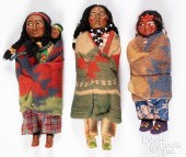 THREE VINTAGE SKOOKUM DOLLSThr