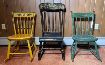 Three vintage stencil decorated