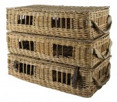 THREE VINTAGE WICKER BASKETSTh