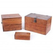 THREE VINTAGE WOOD BOXES: BALL